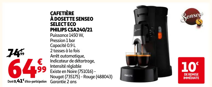 Offre: Cafetière à dosette Senseo select eco