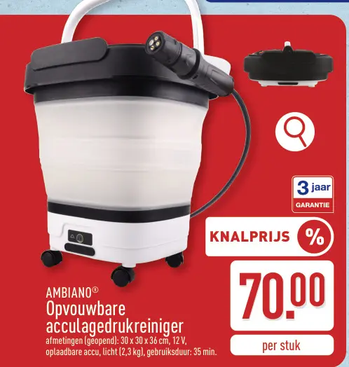 Promotie: AMBIANO® Opvouwbare acculagedrukreiniger
