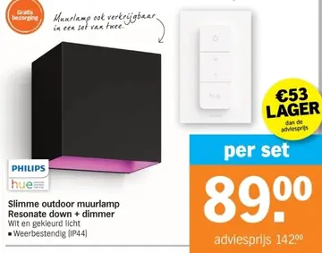 Aanbieding: Slimme outdoor muurlamp Resonate down + dimmer