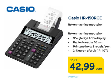 Aanbieding: Casio HR-150RCE Rekenmachine met telrol