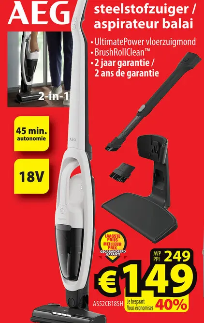 Aanbieding: AEG steelstofzuiger/aspirateur balai