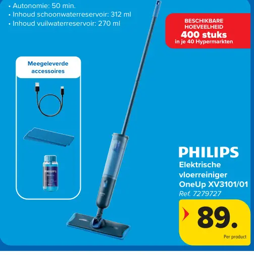 Promotie: Elektrische vloerreiniger OneUp XV3101/01