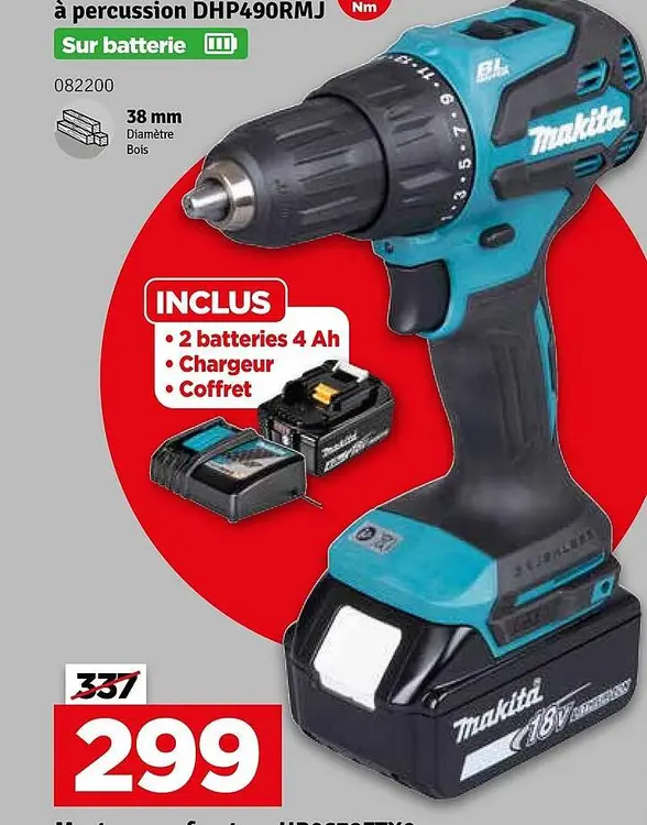 Offre: Perceuse-visseuse à percussion DHP490RMJ