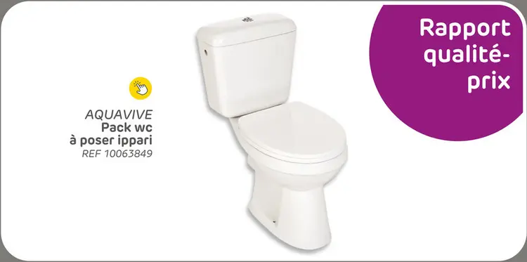 Offre: Pack wc à poser aquavive ippari i sortie h i abattant avec frein de chute
