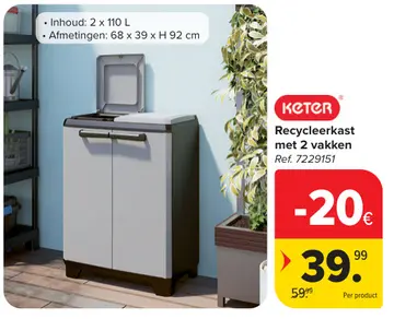 Aanbieding: Recycleerkast met 2 vakken