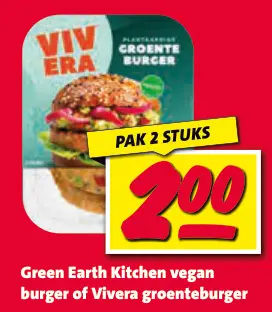 Aanbieding: Green Earth Kitchen vegan burger of Vivera groenteburger