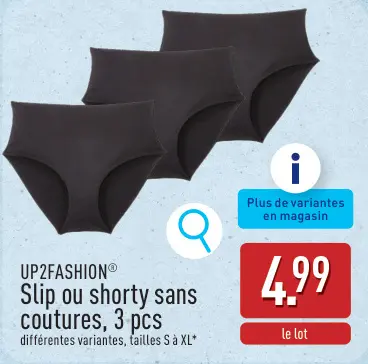 Offre: Slip ou shorty sans coutures