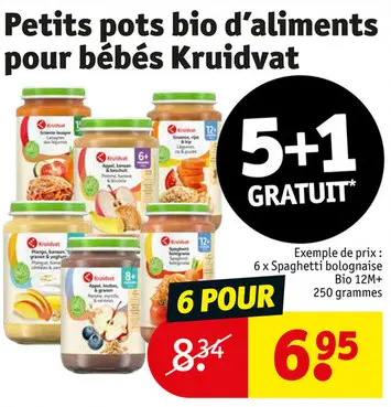 Offre: Petits pots bio d'aliments pour bébés