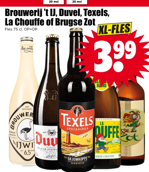 Aanbieding: Brouwerij 't IJ, Duvel, Texels, La Chouffe of Brugse Zot