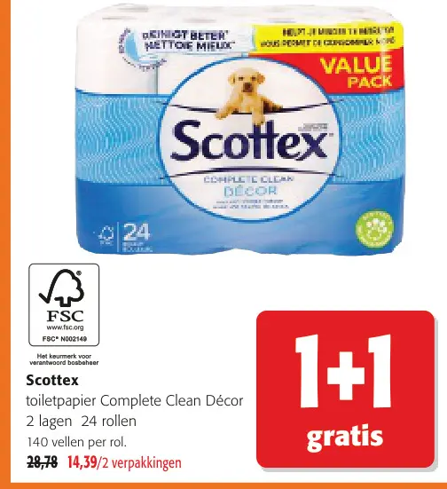 Promotie: Toiletpapier Complete Clean Décor