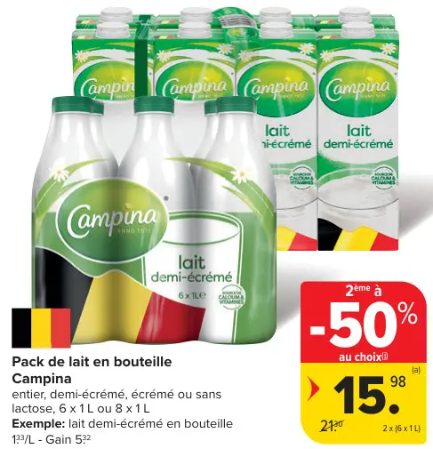 Offre: Pack de lait en bouteille