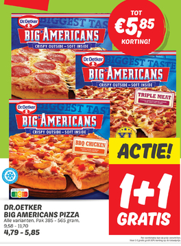 Aanbieding: BIG AMERICANS PIZZA Alle varianten . Pak