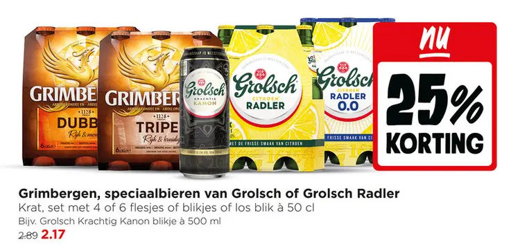 Aanbieding: Grimbergen, speciaalbieren van Grolsch of Grolsch Radler