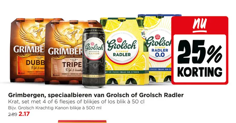 Aanbieding: Grimbergen, speciaalbieren van Grolsch of Grolsch Radler