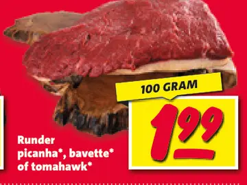 Aanbieding: Runder picanha, bavette of tomahawk