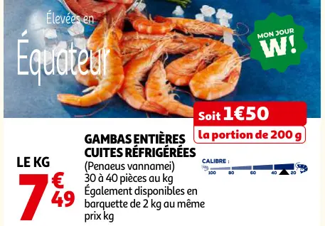Promotie: Gambas entières cuites réfrigérées