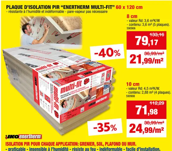 Offre: PLAQUE D'ISOLATION PIR "ENERTHERM MULTI-FIT" 