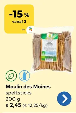 Aanbieding: Moulin des Moines speltsticks