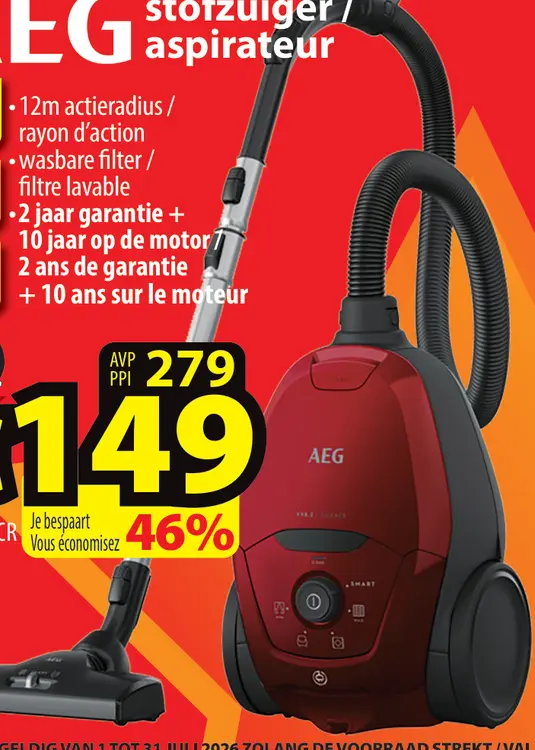 Promotie: AEG stofzuiger / aspirateur