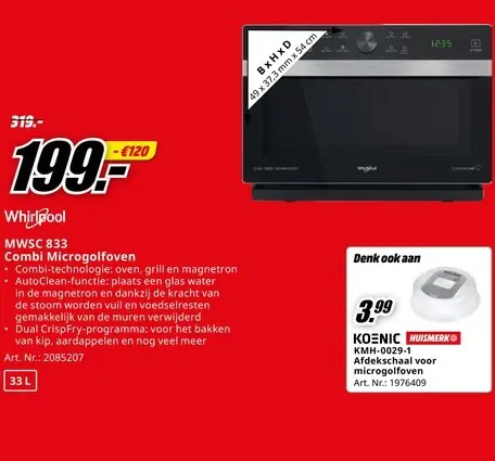 Promotie: MWSC 833 Combi Microgolfoven