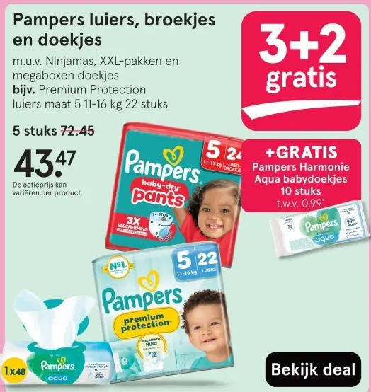 Aanbieding: Pampers luiers, broekjes en doekjes