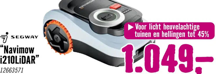 Aanbieding: SEGWAY Navimow Accu Robotmaaier i210 Lidar 1000 m² incl. accu en laadstation **gratis garage**