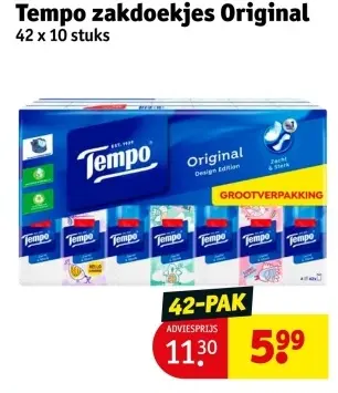 Aanbieding: Tempo zakdoekjes Original