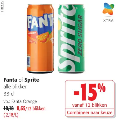 Promotie: Fanta of Sprite alle blikken