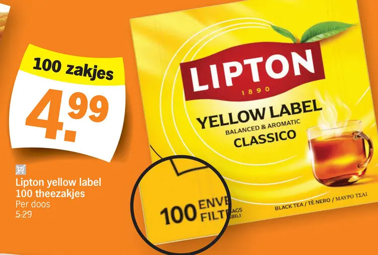 Promotie: yellow label 100 theezakjes