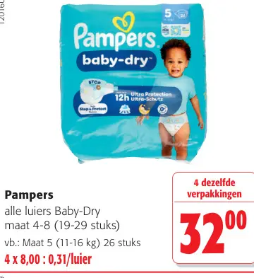 Promotie: Alle luiers Baby-Dry maat 4-8
