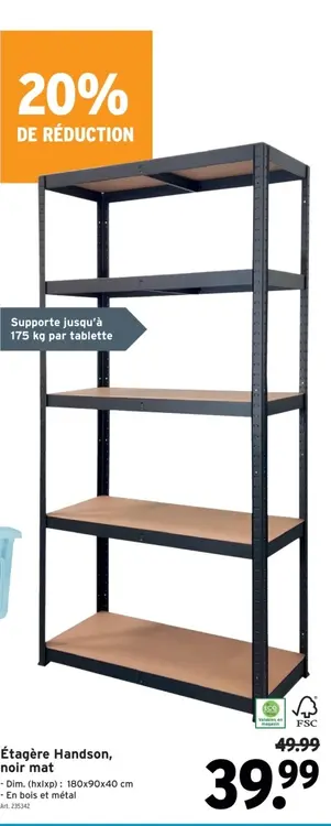 Offre: Étagère Handson, noir mat
