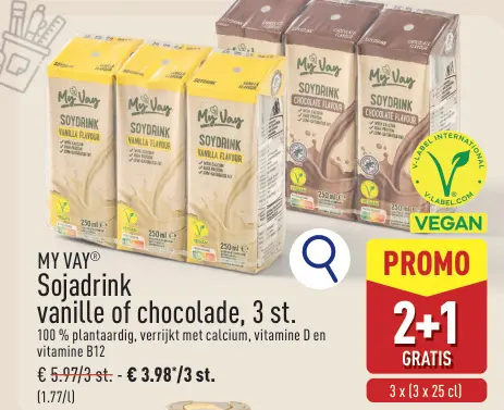 Promotie: Sojadrink vanille of chocolade