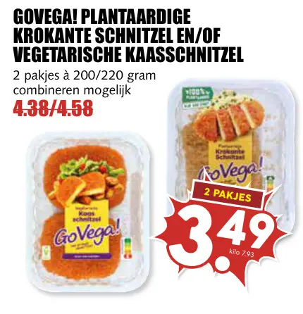 Aanbieding: Plantaardige krokante schnitzel en/of vegetarsche kaasschnitzel