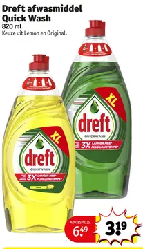 Aanbieding: Dreft afwasmiddel Quick Wash