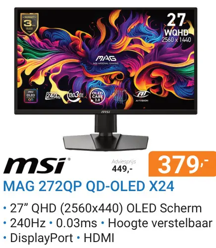 Aanbieding: Mag 272qp qd-oled x24