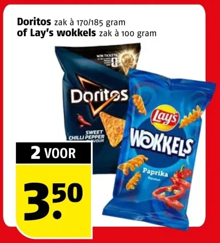 Aanbieding: Doritos or Lay's Wokkels