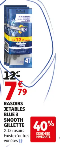 Offre: Rasoirs jetables blue 3 smooth