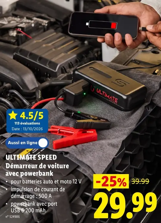 Offre: ULTIMATE SPEED Démarreur de voiture avec powe