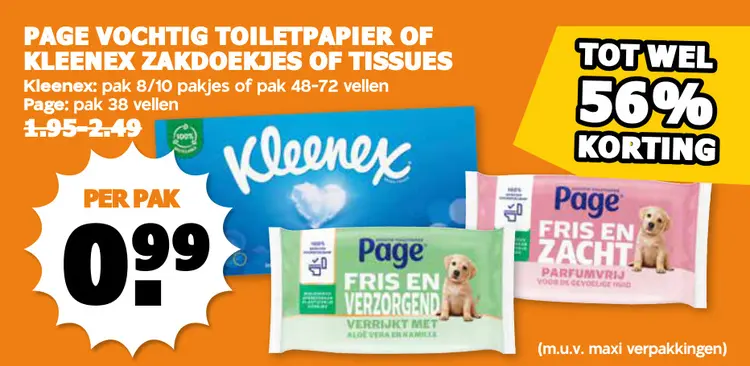 Aanbieding: Vochtig toiletpapier of zakdoekjes of tissues