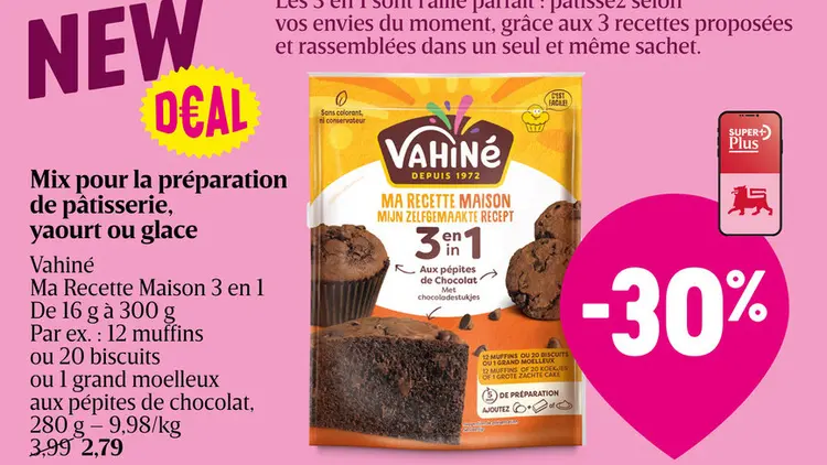 Offre: Mix pour la préparation de pâtisserie, yaourt ou glace
