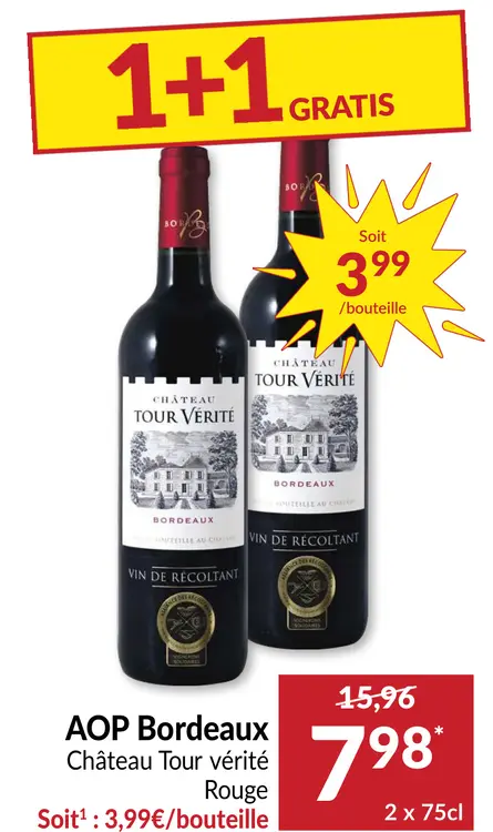 Offre: AOP Bordeaux Château Tour vérité Rouge