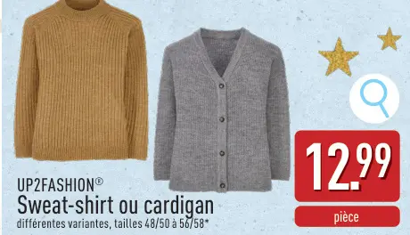 Offre: Sweat-shirt ou cardigan