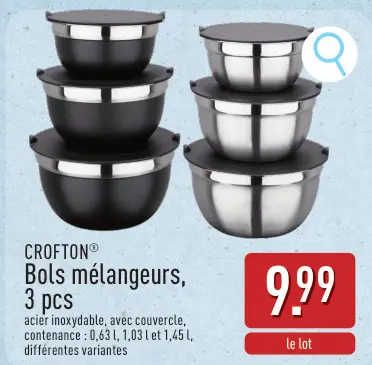 Offre: Bols mélangeurs, 3 pcs