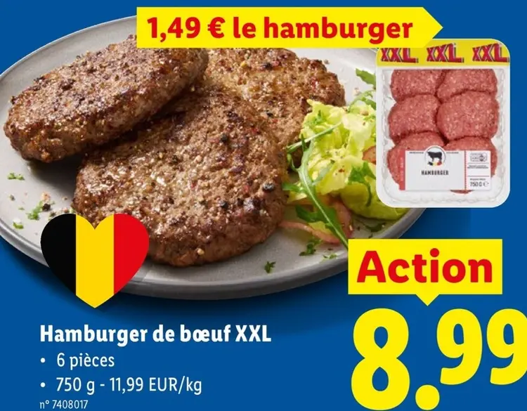 Offre: Hamburger de bœuf XXL