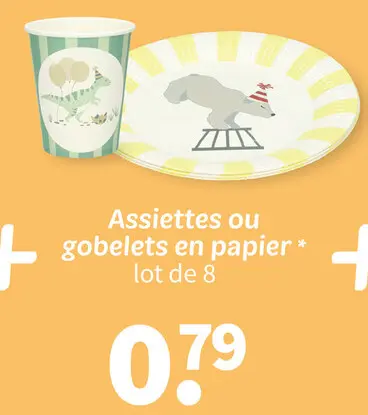 Offre: Assiettes ou gobelets en papier