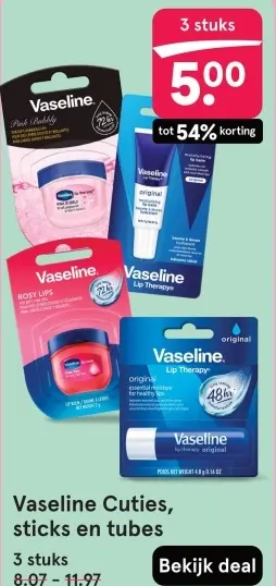 Aanbieding: Vaseline Cuties, sticks en tubes