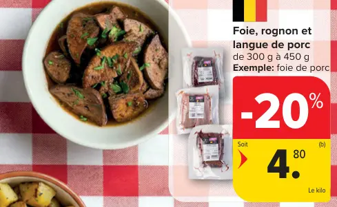 Offre: Foie, rognon et langue de porc