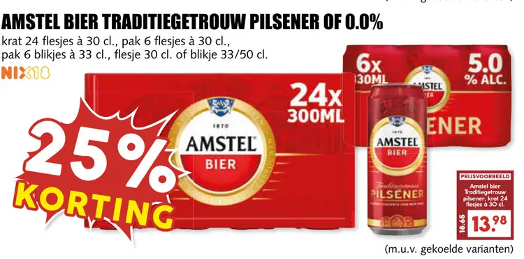 Aanbieding: Amstel bier traditiegetrouw pilsener of 0.0%