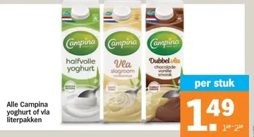 Aanbieding: Campina yoghurt of vla