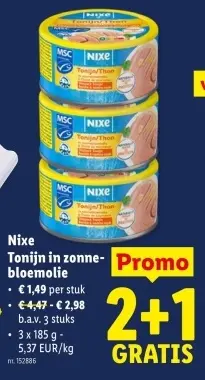 Promotie: Tonijn in zonnebloemolie